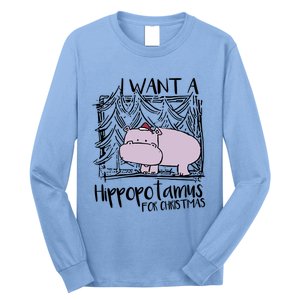 I Want A Hippopotamus For Christmas Hippo Gift Long Sleeve Shirt