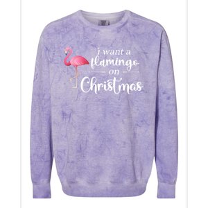 I Want A Flamingo On Christmas Xmas Holiday Funny Gift Colorblast Crewneck Sweatshirt