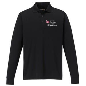 I Want A Flamingo On Christmas Xmas Holiday Funny Gift Performance Long Sleeve Polo