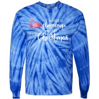 I Want A Flamingo On Christmas Xmas Holiday Funny Gift Tie-Dye Long Sleeve Shirt