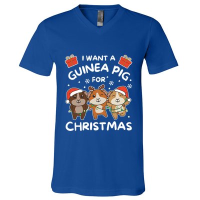 I Want A Guinea Pig For Christmas Cute Animals Meaningful Gift V-Neck T-Shirt