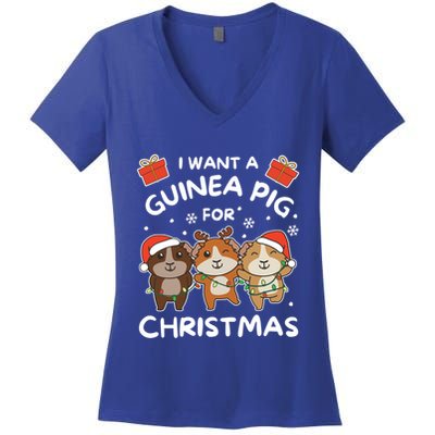 I Want A Guinea Pig For Christmas Cute Animals Meaningful Gift Women's V-Neck T-Shirt