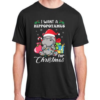 I Want A Hippopotamus For Christmas Hippo Christmas Pajamas Adult ChromaSoft Performance T-Shirt