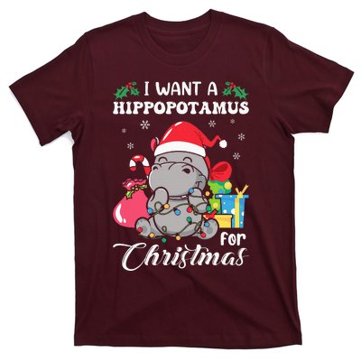 I Want A Hippopotamus For Christmas Hippo Christmas Pajamas T-Shirt