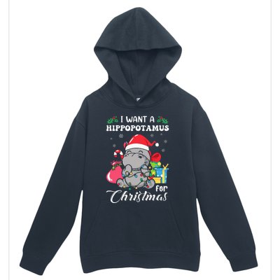 I Want A Hippopotamus For Christmas Hippo Christmas Pajamas Urban Pullover Hoodie