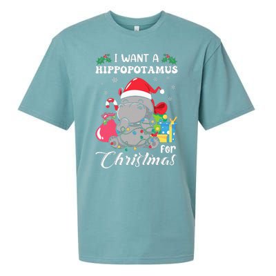 I Want A Hippopotamus For Christmas Hippo Christmas Pajamas Sueded Cloud Jersey T-Shirt