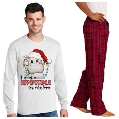 I Want A Hippopotamus For Christmas Xmas Hippo Lover Long Sleeve Pajama Set