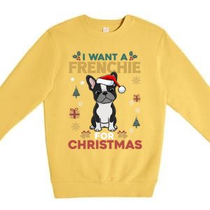 I Want A French Bulldog For Christmas Cute Dog Lover Pajama Funny Gift Premium Crewneck Sweatshirt