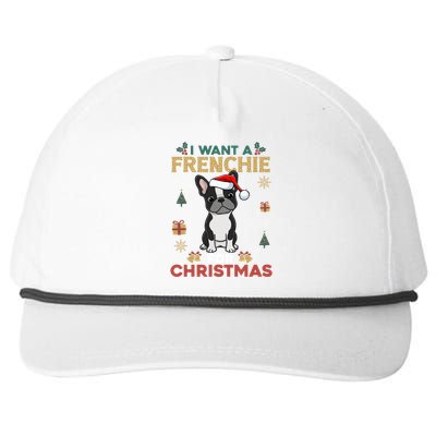 I Want A French Bulldog For Christmas Cute Dog Lover Pajama Funny Gift Snapback Five-Panel Rope Hat