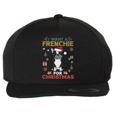 I Want A French Bulldog For Christmas Cute Dog Lover Pajama Funny Gift Wool Snapback Cap