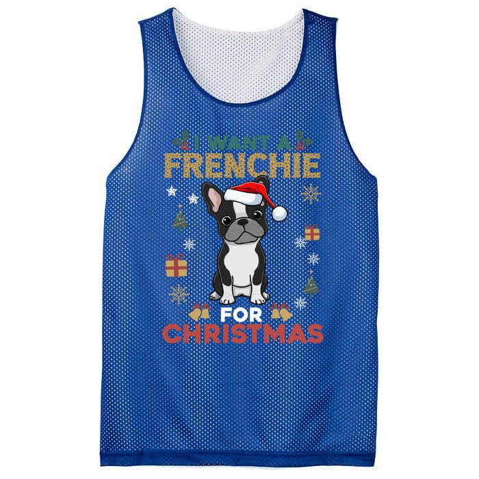 I Want A French Bulldog For Christmas Cute Dog Lover Pajama Funny Gift Mesh Reversible Basketball Jersey Tank