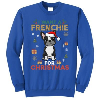 I Want A French Bulldog For Christmas Cute Dog Lover Pajama Funny Gift Tall Sweatshirt