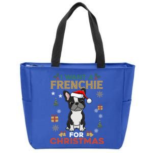 I Want A French Bulldog For Christmas Cute Dog Lover Pajama Funny Gift Zip Tote Bag