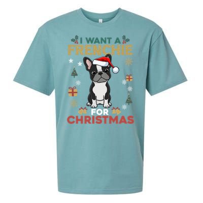 I Want A French Bulldog For Christmas Cute Dog Lover Pajama Funny Gift Sueded Cloud Jersey T-Shirt