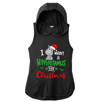 I Want A Hippopotamus For Christmas Xmas Pajama Hippo Lover Funny Gift Ladies PosiCharge Tri-Blend Wicking Draft Hoodie Tank