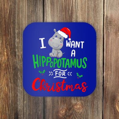 I Want A Hippopotamus For Christmas Xmas Pajama Hippo Lover Funny Gift Coaster