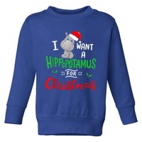 I Want A Hippopotamus For Christmas Xmas Pajama Hippo Lover Funny Gift Toddler Sweatshirt