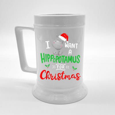 I Want A Hippopotamus For Christmas Xmas Pajama Hippo Lover Funny Gift Beer Stein