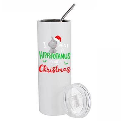 I Want A Hippopotamus For Christmas Xmas Pajama Hippo Lover Funny Gift Stainless Steel Tumbler