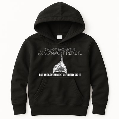 It Was A Government Cover Up Conspiracy Theory Tin Foil Hat Kids Hoodie