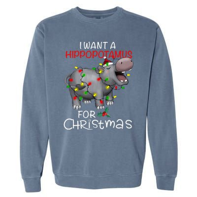 I Want A Hippopotamus For Christmas Xmas Hippo For Garment-Dyed Sweatshirt