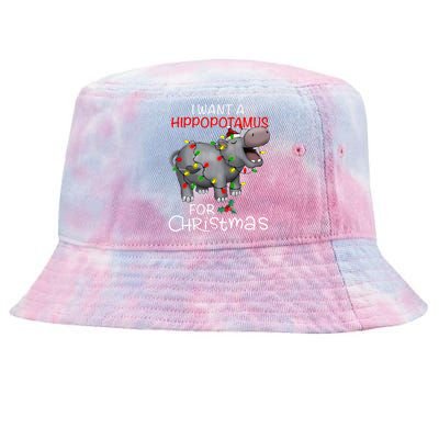 I Want A Hippopotamus For Christmas Xmas Hippo For Tie-Dyed Bucket Hat