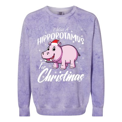 I Want A Hippopotamus For Christmas Shirts Xmas Hippo Colorblast Crewneck Sweatshirt