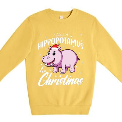 I Want A Hippopotamus For Christmas Shirts Xmas Hippo Premium Crewneck Sweatshirt