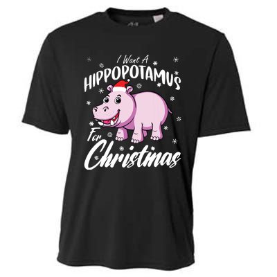 I Want A Hippopotamus For Christmas Shirts Xmas Hippo Cooling Performance Crew T-Shirt