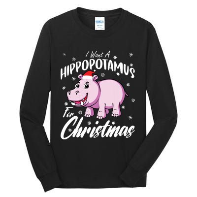 I Want A Hippopotamus For Christmas Shirts Xmas Hippo Tall Long Sleeve T-Shirt