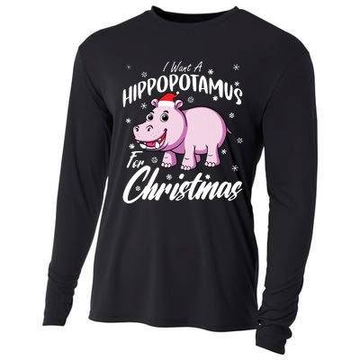 I Want A Hippopotamus For Christmas Shirts Xmas Hippo Cooling Performance Long Sleeve Crew