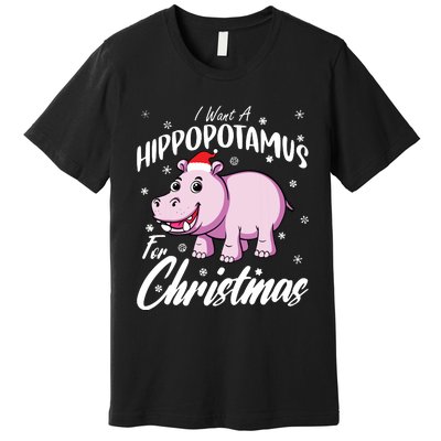 I Want A Hippopotamus For Christmas Shirts Xmas Hippo Premium T-Shirt