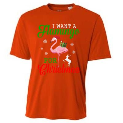 I Want A Flamingo For Christmas Funny Gift Cooling Performance Crew T-Shirt