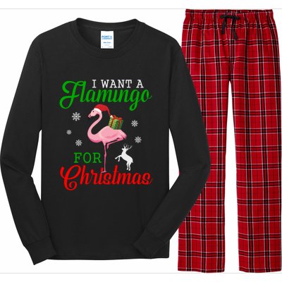 I Want A Flamingo For Christmas Funny Gift Long Sleeve Pajama Set