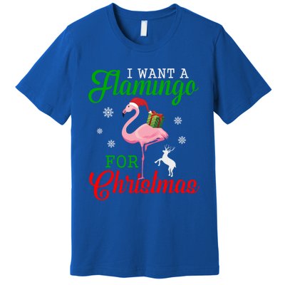 I Want A Flamingo For Christmas Funny Gift Premium T-Shirt