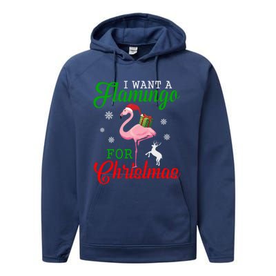 I Want A Flamingo For Christmas Funny Gift Performance Fleece Hoodie