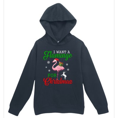 I Want A Flamingo For Christmas Funny Gift Urban Pullover Hoodie