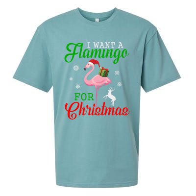 I Want A Flamingo For Christmas Funny Gift Sueded Cloud Jersey T-Shirt