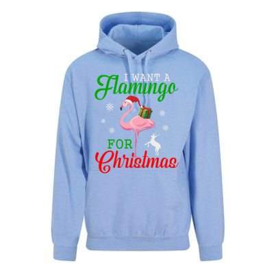 I Want A Flamingo For Christmas Funny Gift Unisex Surf Hoodie