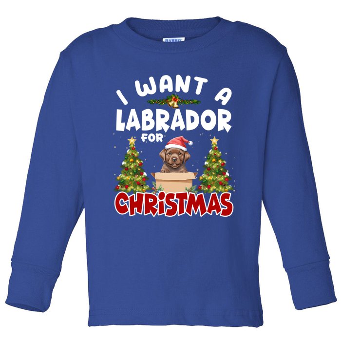 I Want A Labrador For Christmas Labs Mom Dog Lover Christmas Gift Toddler Long Sleeve Shirt