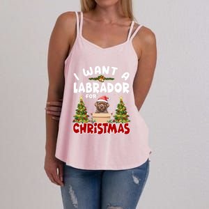 I Want A Labrador For Christmas Labs Mom Dog Lover Christmas Gift Women's Strappy Tank