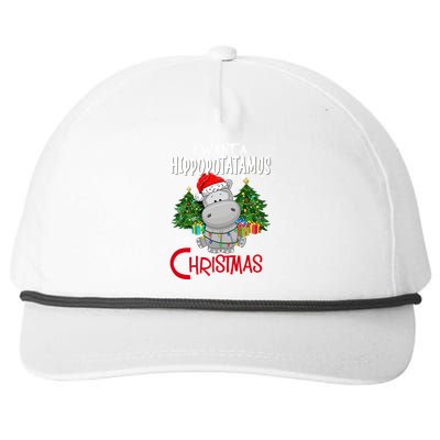 I Want A Hippopotamus For Christmas Santa Hat Fun Xmas Hippo Gift Snapback Five-Panel Rope Hat