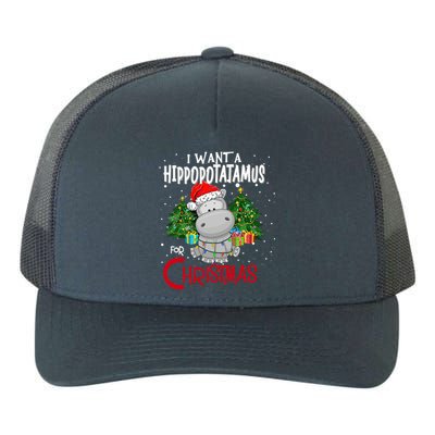 I Want A Hippopotamus For Christmas Santa Hat Fun Xmas Hippo Gift Yupoong Adult 5-Panel Trucker Hat