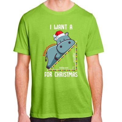 I Want A Hippotenuse For Christmas Math Teacher Xmas Hippo Gift Adult ChromaSoft Performance T-Shirt