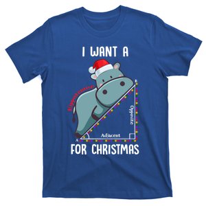 I Want A Hippotenuse For Christmas Math Teacher Xmas Hippo Gift T-Shirt