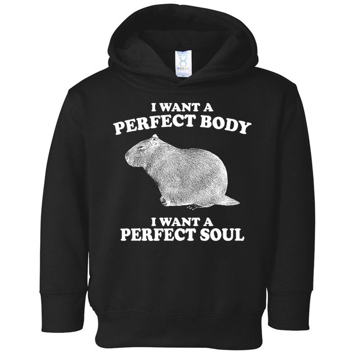 I Want A Perfect Body I Want A Perfect Soul Capybara Toddler Hoodie