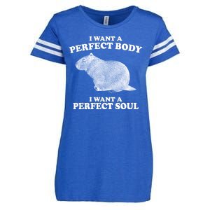 I Want A Perfect Body I Want A Perfect Soul Capybara Enza Ladies Jersey Football T-Shirt