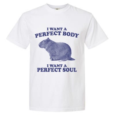 I Want A Perfect Body I Want A Perfect Soul Capybara Garment-Dyed Heavyweight T-Shirt
