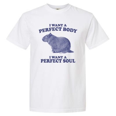 I Want A Perfect Body I Want A Perfect Soul Capybara Garment-Dyed Heavyweight T-Shirt