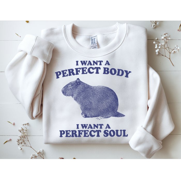 I Want A Perfect Body I Want A Perfect Soul Capybara Sweatshirt